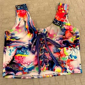 Coquetry Clothing lace up crop in Dreamscape size L